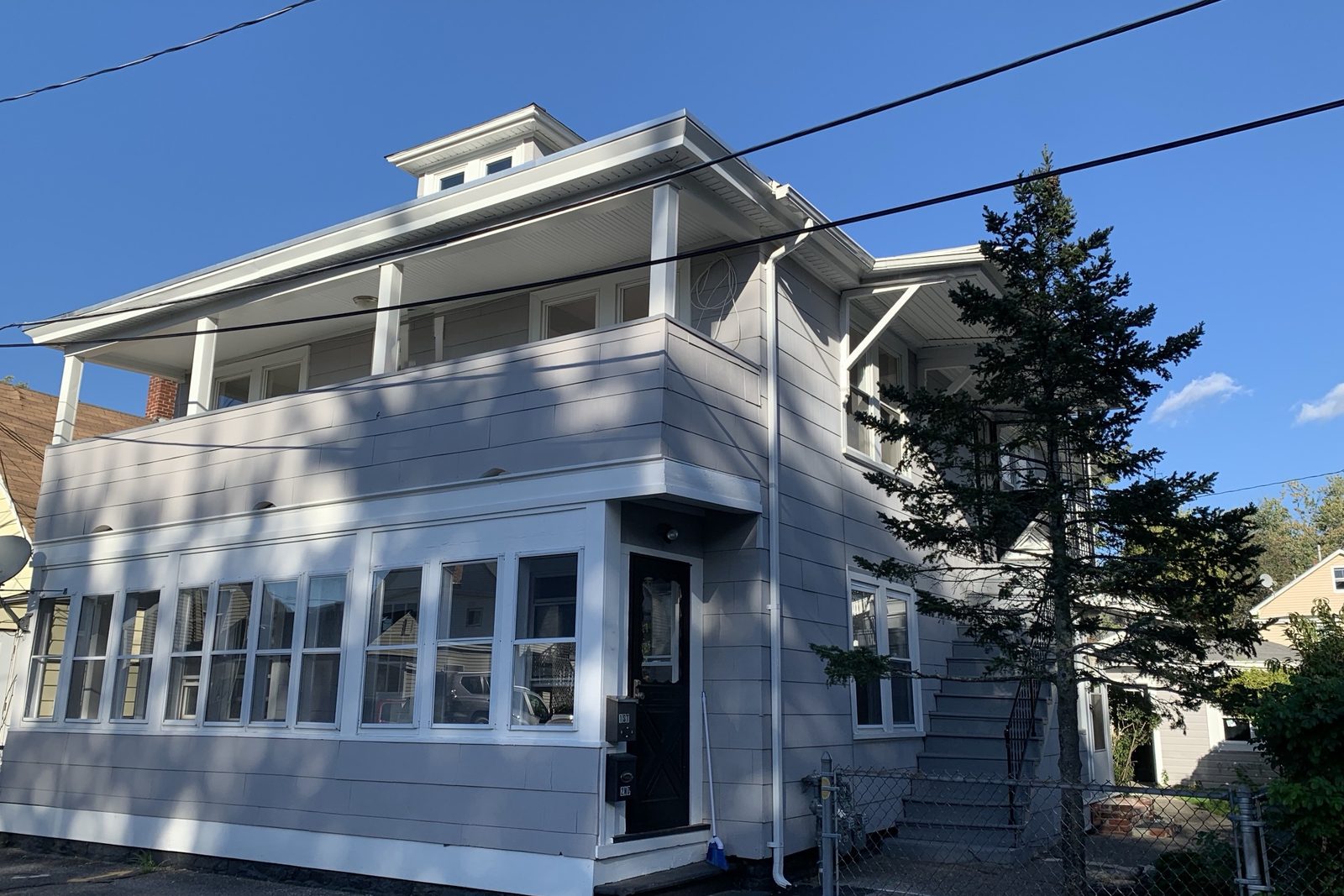 Exterior of a two-family building in Nashua, New Hampshire